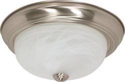 13 in. 2-Light 60W Flush Mount Ceiling Fixture Bright Nickel