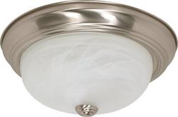13 in. 2-Light 60W Flush Mount Ceiling Fixture Bright Nickel