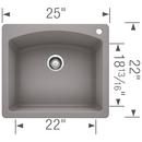 BLANCO Metallic Grey 25 x 22 in. 1 Hole Composite Single Bowl Dual Mount Kitchen Sink 