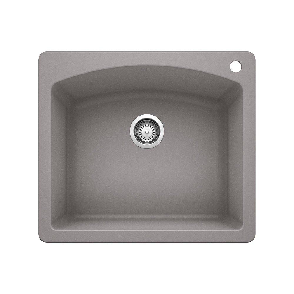 BLANCO Metallic Grey 25 x 22 in. 1 Hole Composite Single Bowl Dual Mount Kitchen Sink 