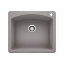 25 x 22 in. 1 Hole Composite Single Bowl Dual Mount Kitchen Sink in Metallic Grey