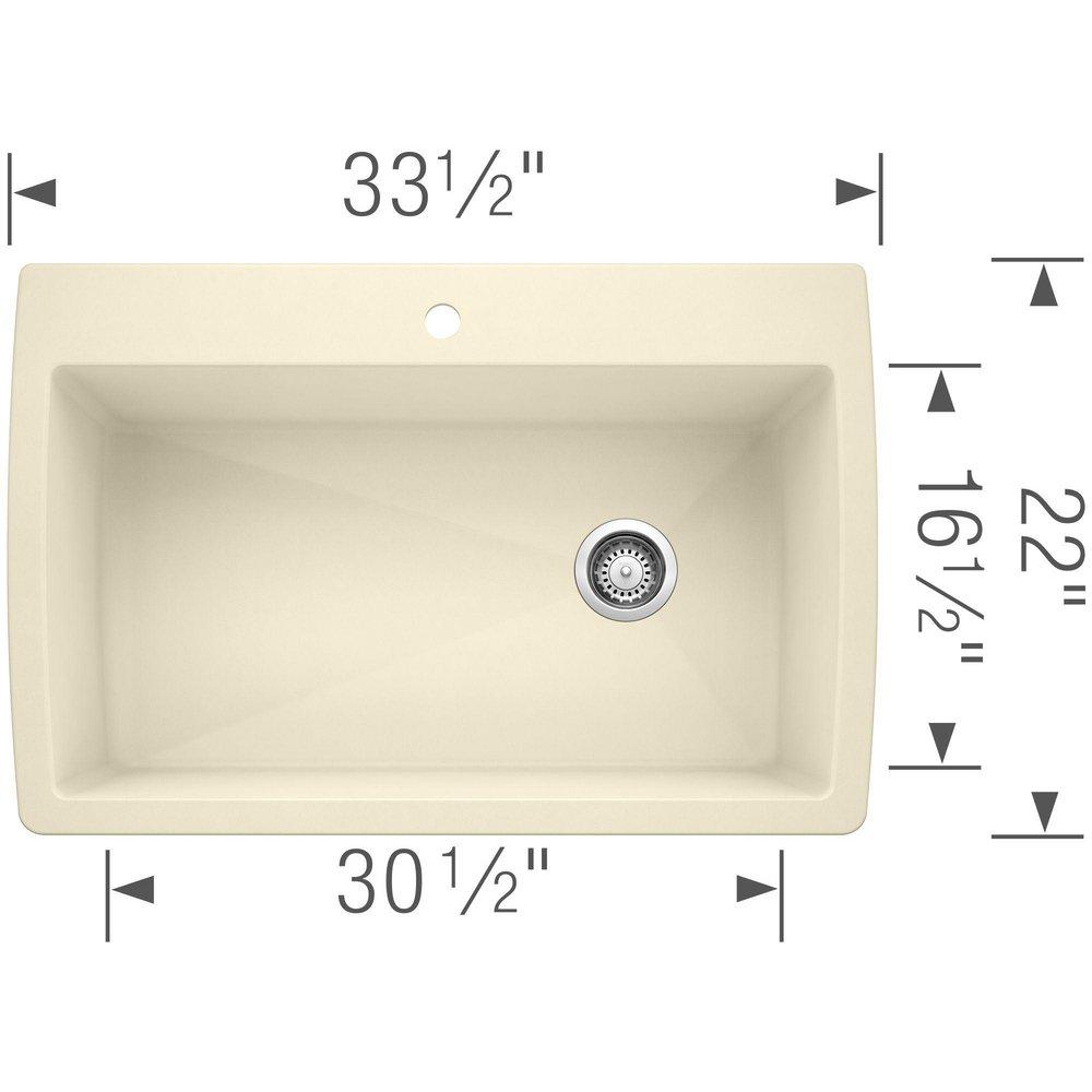 BLANCO Biscuit 33-1/2 x 22 in. 1 Hole Composite Single Bowl Dual Mount Kitchen Sink 