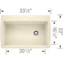 BLANCO Biscuit 33-1/2 x 22 in. 1 Hole Composite Single Bowl Dual Mount Kitchen Sink 