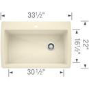 BLANCO Biscuit 33-1/2 x 22 in. 1 Hole Composite Single Bowl Dual Mount Kitchen Sink 