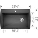 BLANCO Anthracite 33-1/2 x 22 in. 1 Hole Composite Single Bowl Dual Mount Kitchen Sink 