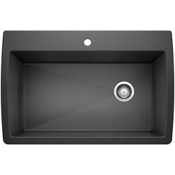 33-1/2 in. Dual Mount Silgranit Single Bowl Kitchen Sink in Anthracite