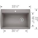 BLANCO Metallic Grey 33-1/2 x 22 in. 1 Hole Composite Single Bowl Dual Mount Kitchen Sink 