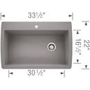 BLANCO Metallic Grey 33-1/2 x 22 in. 1 Hole Composite Single Bowl Dual Mount Kitchen Sink 