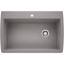 33-1/2 x 22 in. 1 Hole Composite Single Bowl Dual Mount Kitchen Sink in Metallic Grey