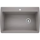 BLANCO Metallic Grey 33-1/2 x 22 in. 1 Hole Composite Single Bowl Dual Mount Kitchen Sink 