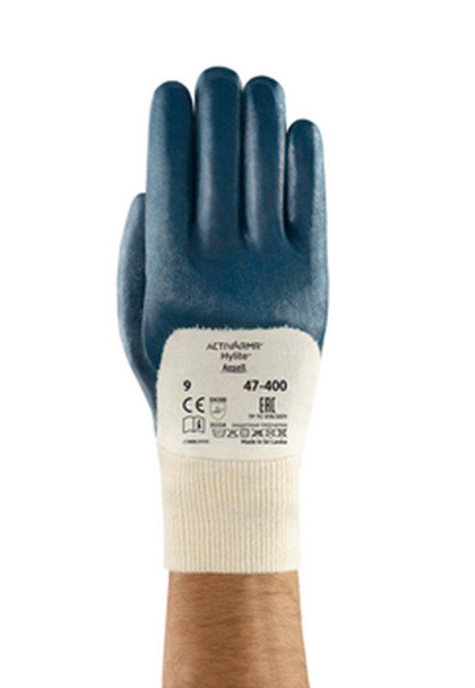 Ansell Occupational Healthcare Blue Nitrile Coated Cotton Automotive and Chemical Resistant Reusable Gloves in Blue 