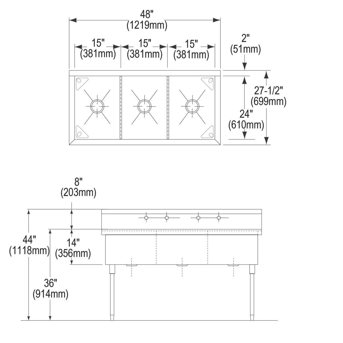 Elkay Lustrous Satin 48 x 22 in. Stainless Steel Double Bowl Drop-in Kitchen Sink in Lustrous Satin 