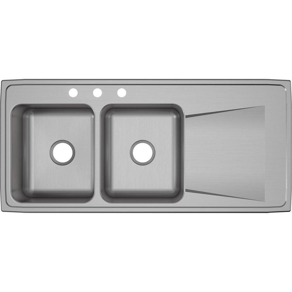 Elkay Lustrous Satin 48 x 22 in. Stainless Steel Double Bowl Drop-in Kitchen Sink in Lustrous Satin 