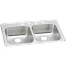 33 x 21-1/4 in. 3 Hole Stainless Steel Double Bowl Drop-in Kitchen Sink in Brushed Satin