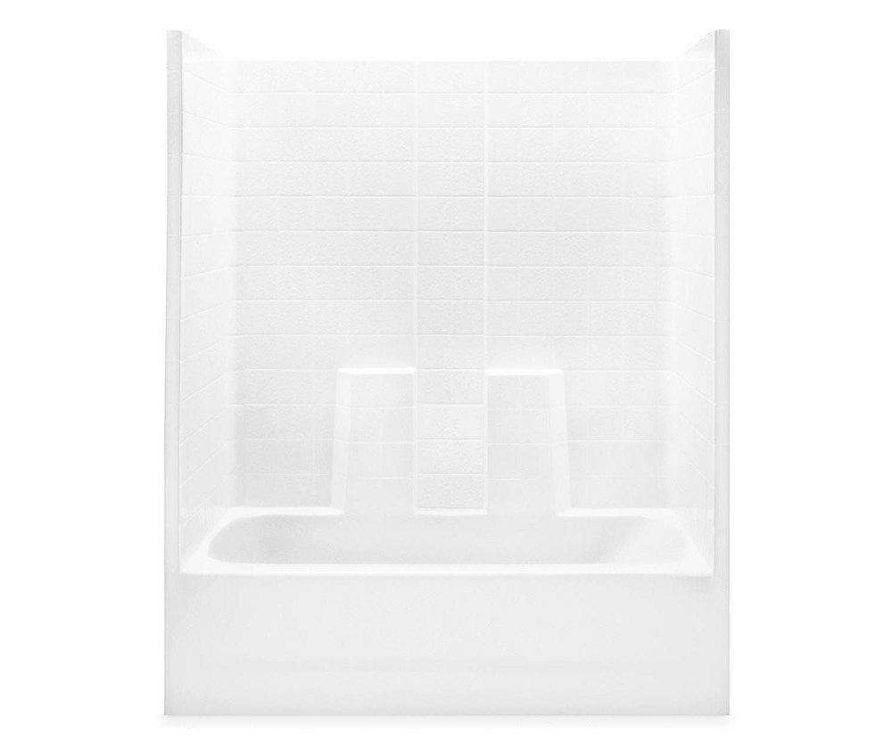 Aquatic White 60 x 30 in. Tile Tub and Shower in White 