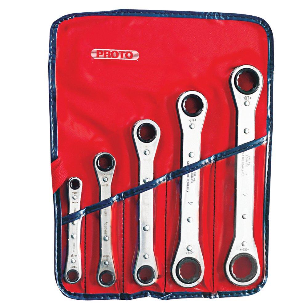 Stanley-Proto Polished Chrome Ratchet Box Wrench Set 