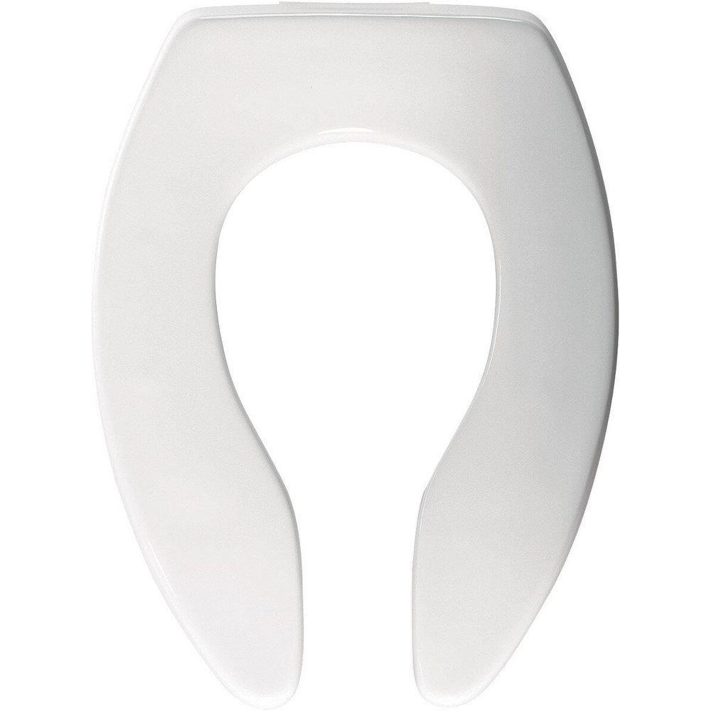 Bemis White Plastic Elongated Open Front Less Cover Toilet Seat 