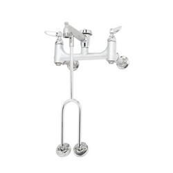 Service Sink Faucet, 8" Wall Mount, Built-In Stops, Vacuum Breaker, Rough Chrome