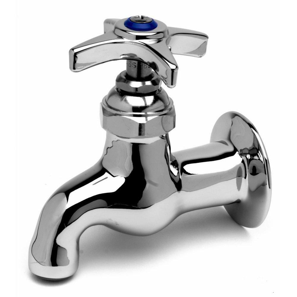 T&S Brass Polished Chrome Single Cross Handle Wall Mount Service Faucet 
