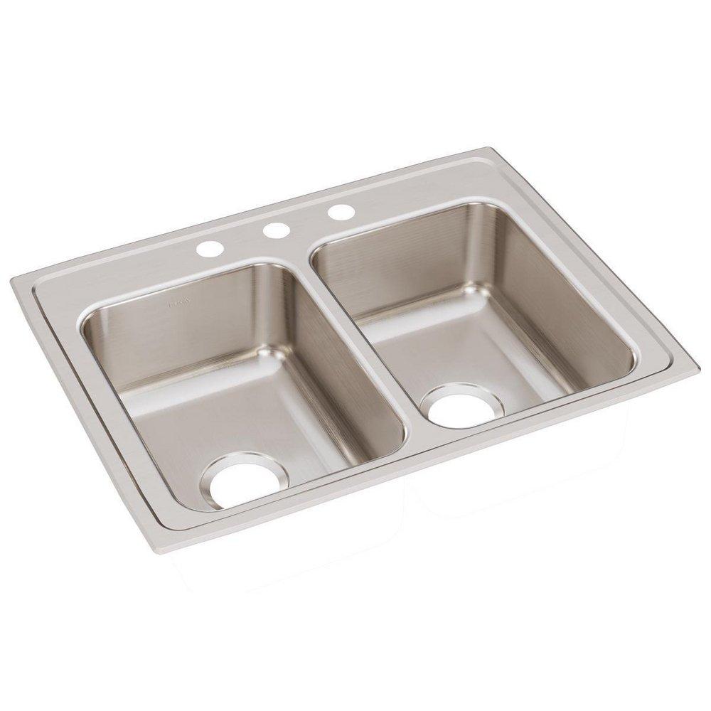 Elkay Lustrous Satin 29 x 22 in. Stainless Steel Double Bowl Drop-in Kitchen Sink in Lustrous Satin 