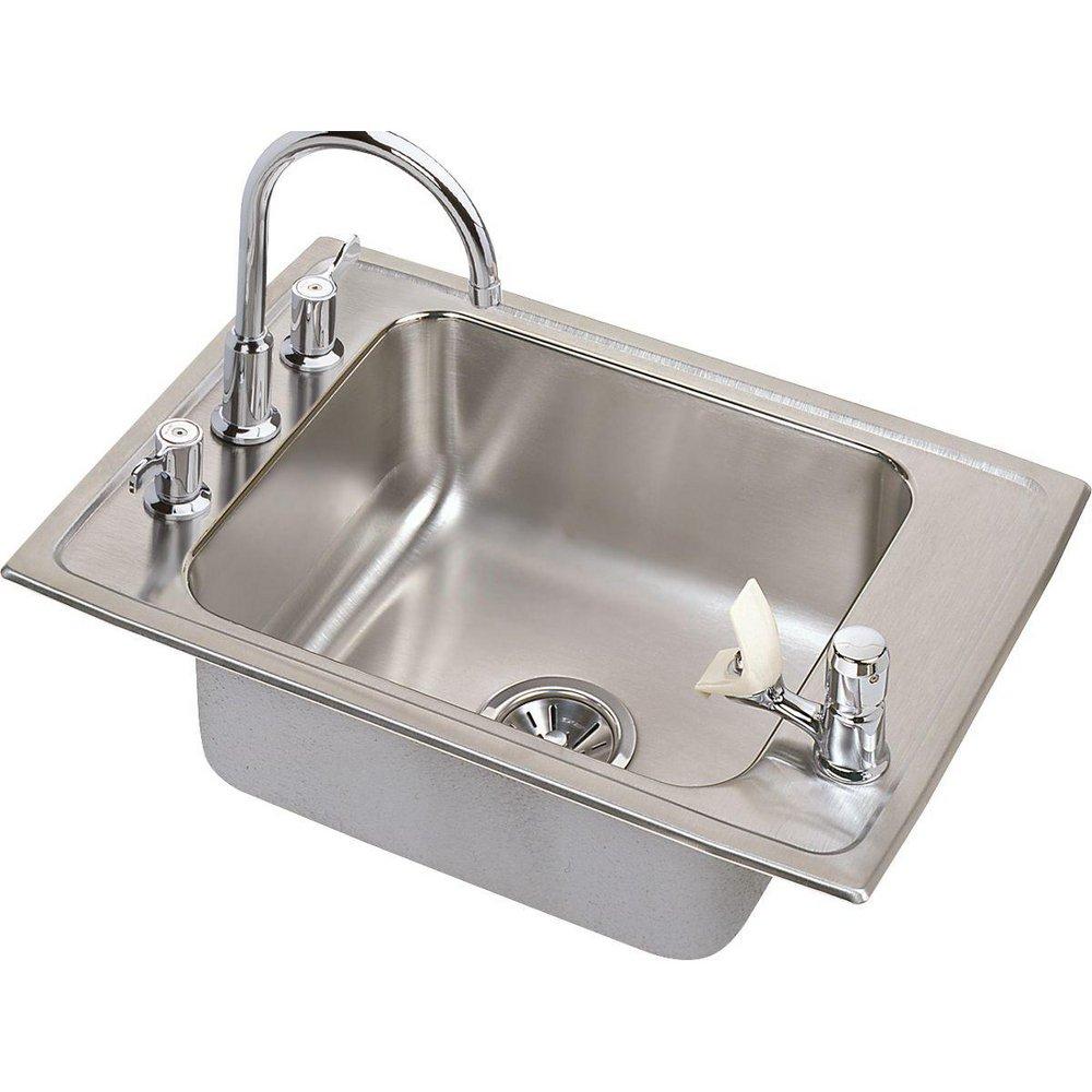 Elkay Lustrous Highlighted Satin 1-Bowl Topmount Sink with Bubbler 