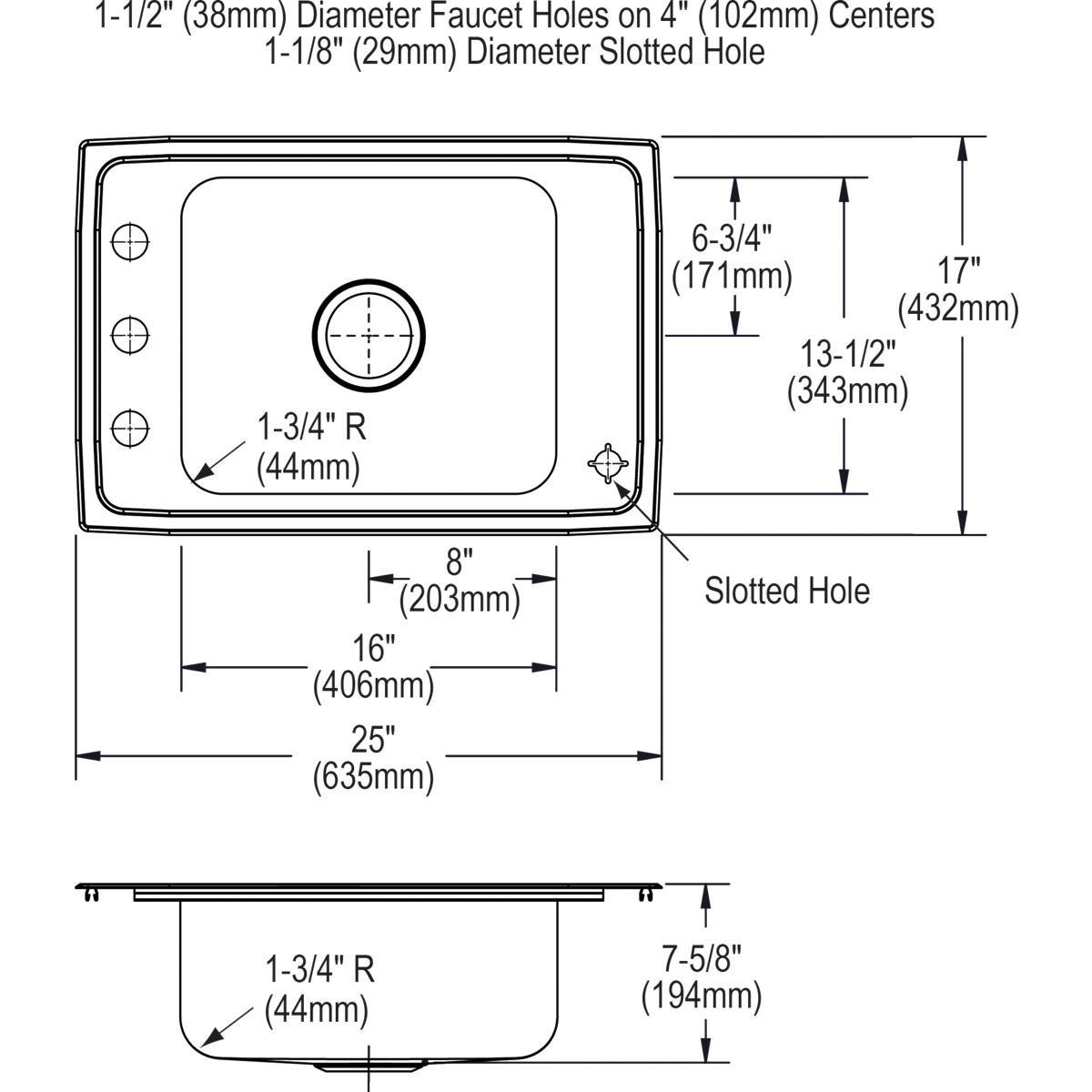 Elkay Lustrous Highlighted Satin 1-Bowl Topmount Sink with Bubbler 