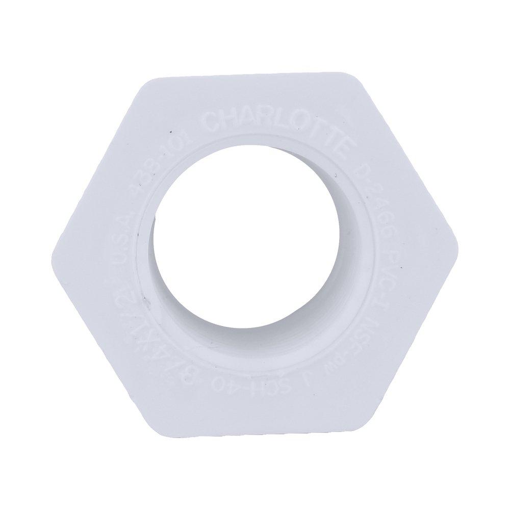 White PVC Schedule 40 Female Bushing 