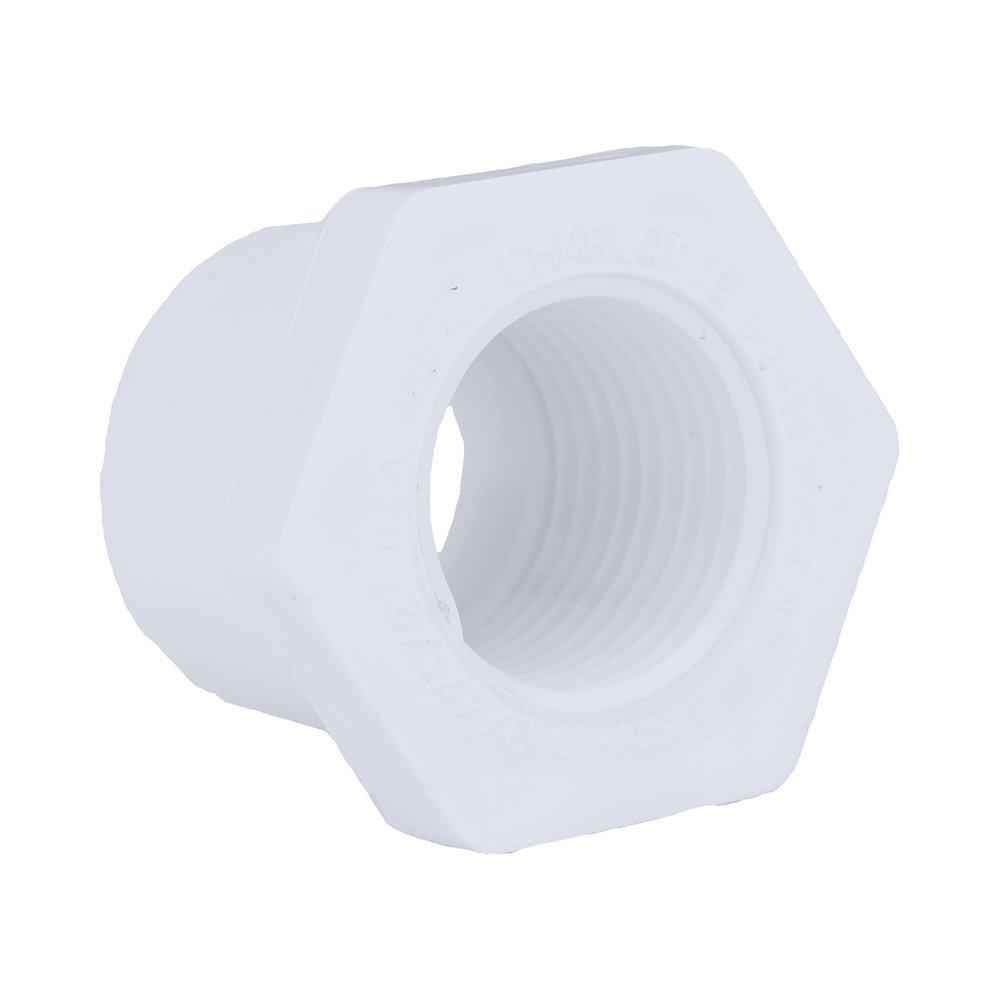 White PVC Schedule 40 Female Bushing 