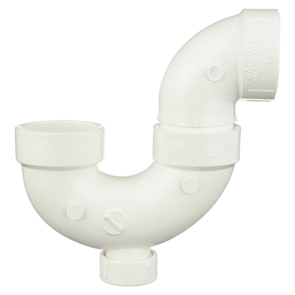 White PVC DWV P-Trap with Cleanout 