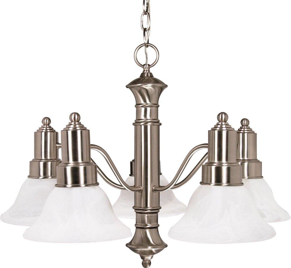 NUVO Brushed Nickel 5 Light 60W Light Down Chandelier 