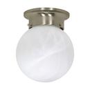 1 Light 60W A19 Flush Mount Frosted Glass Ball Ceiling Fixture Brushed Nickel
