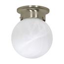 NUVO Brushed Nickel 1 Light 60W A19 Flush Mount Frosted Glass Ball Ceiling Fixture 
