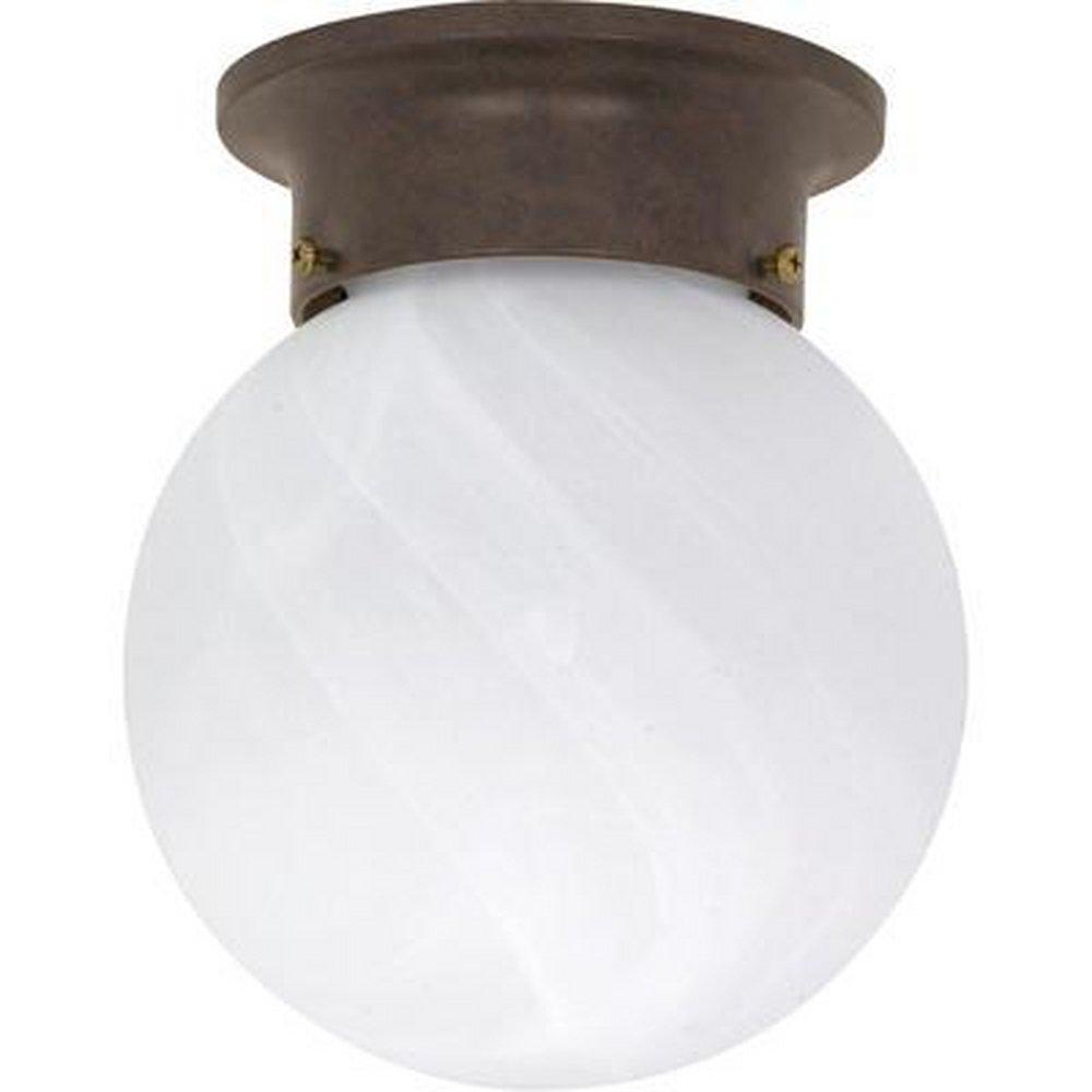 NUVO Old Bronze 1 Light 60W A19Flush Mount Frosted Glass Ball Ceiling Fixture 
