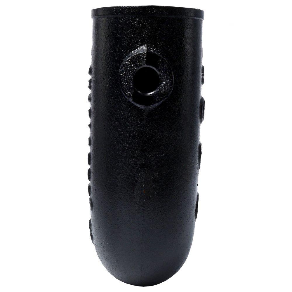 Black No-Hub Cast Iron P-Trap with Iron Pipe Thread Tap on Pipe Inch Heel 