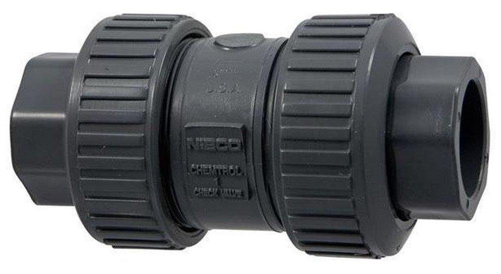 Chemtrol Dark Grey Plastic Socket Weld x Threaded Ball Check Valve 