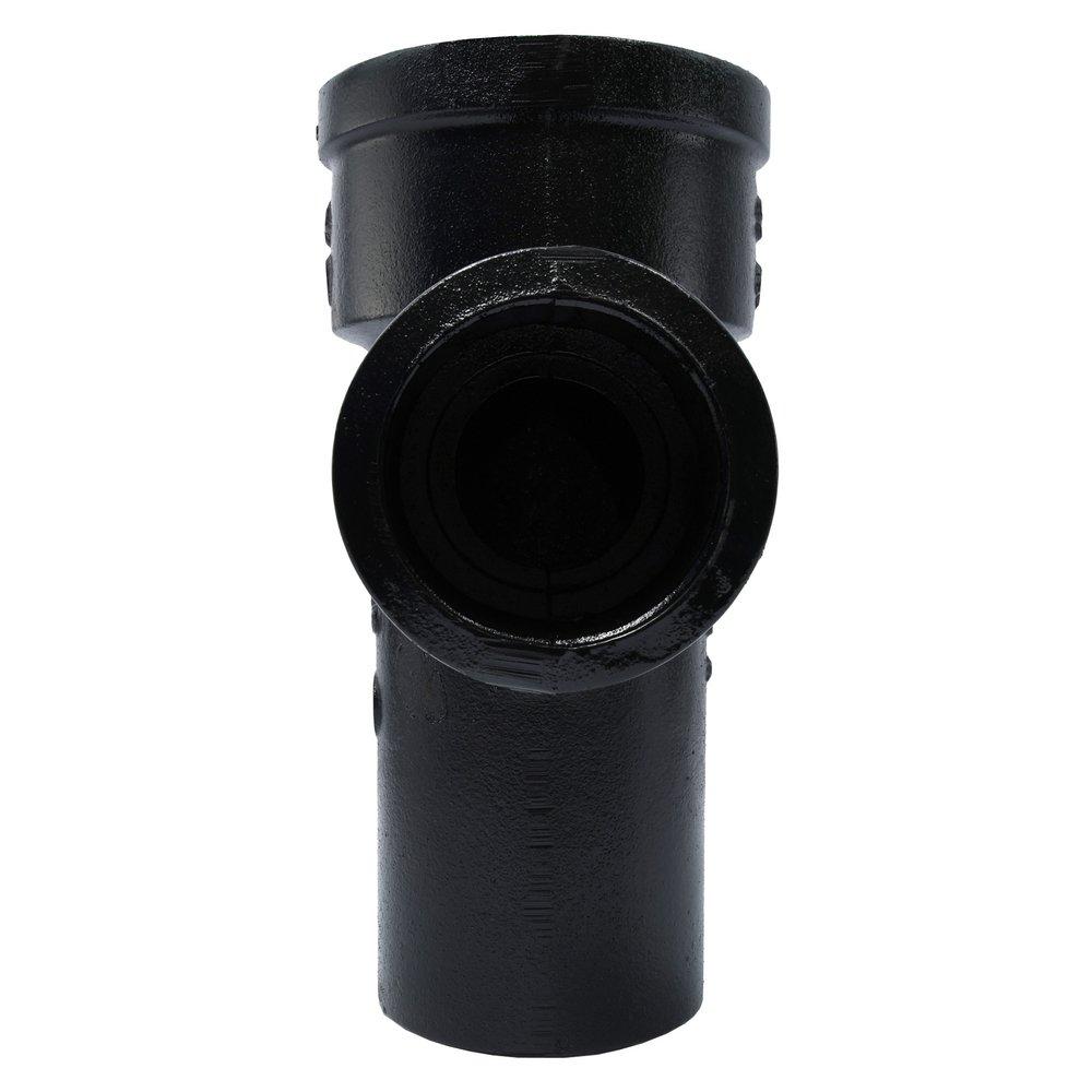 Black Spigot x Hub Single Valve Cast Iron Sanitary Reducing Tee 