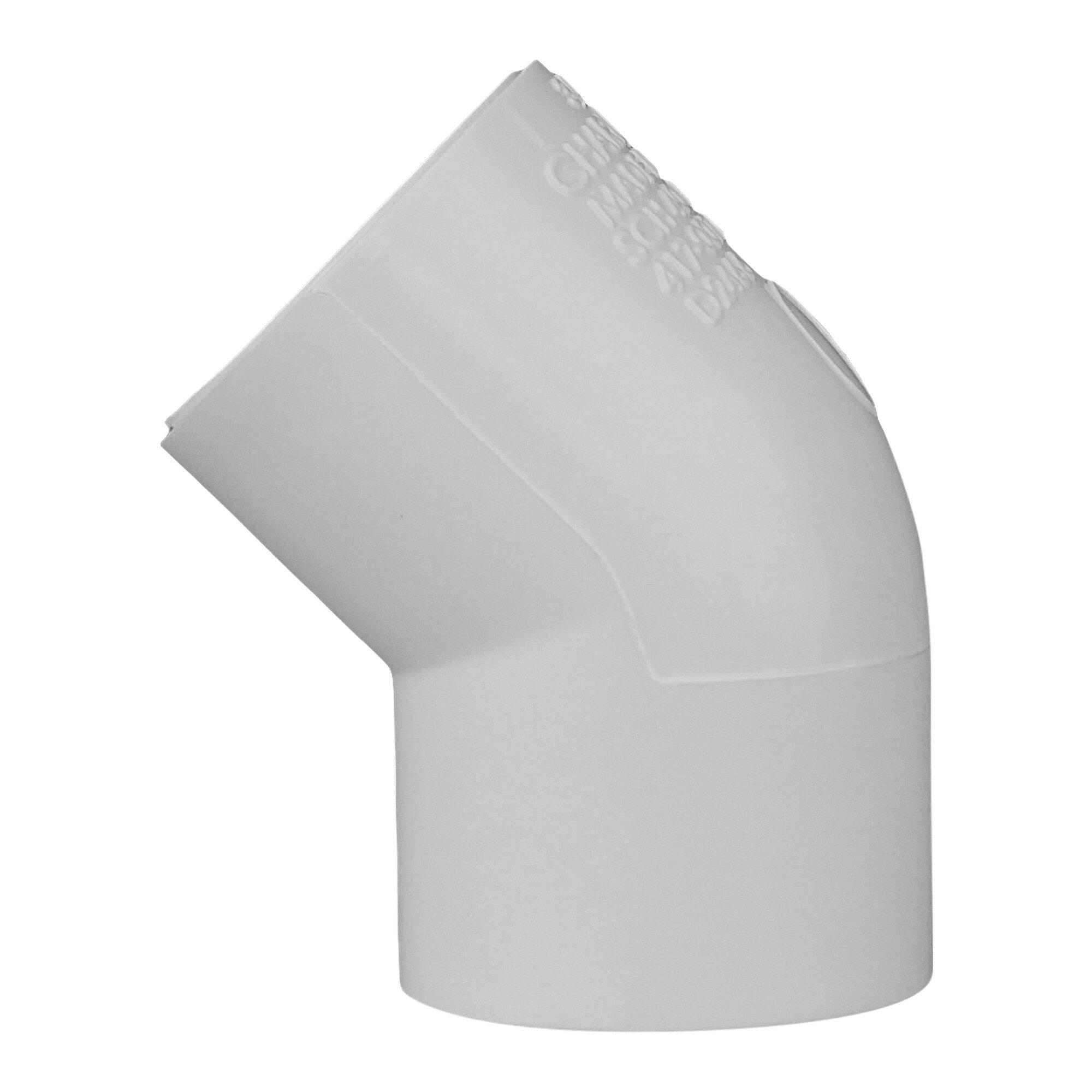 White Socket Weld 45 Degree Schedule 40 Plastic Elbow 