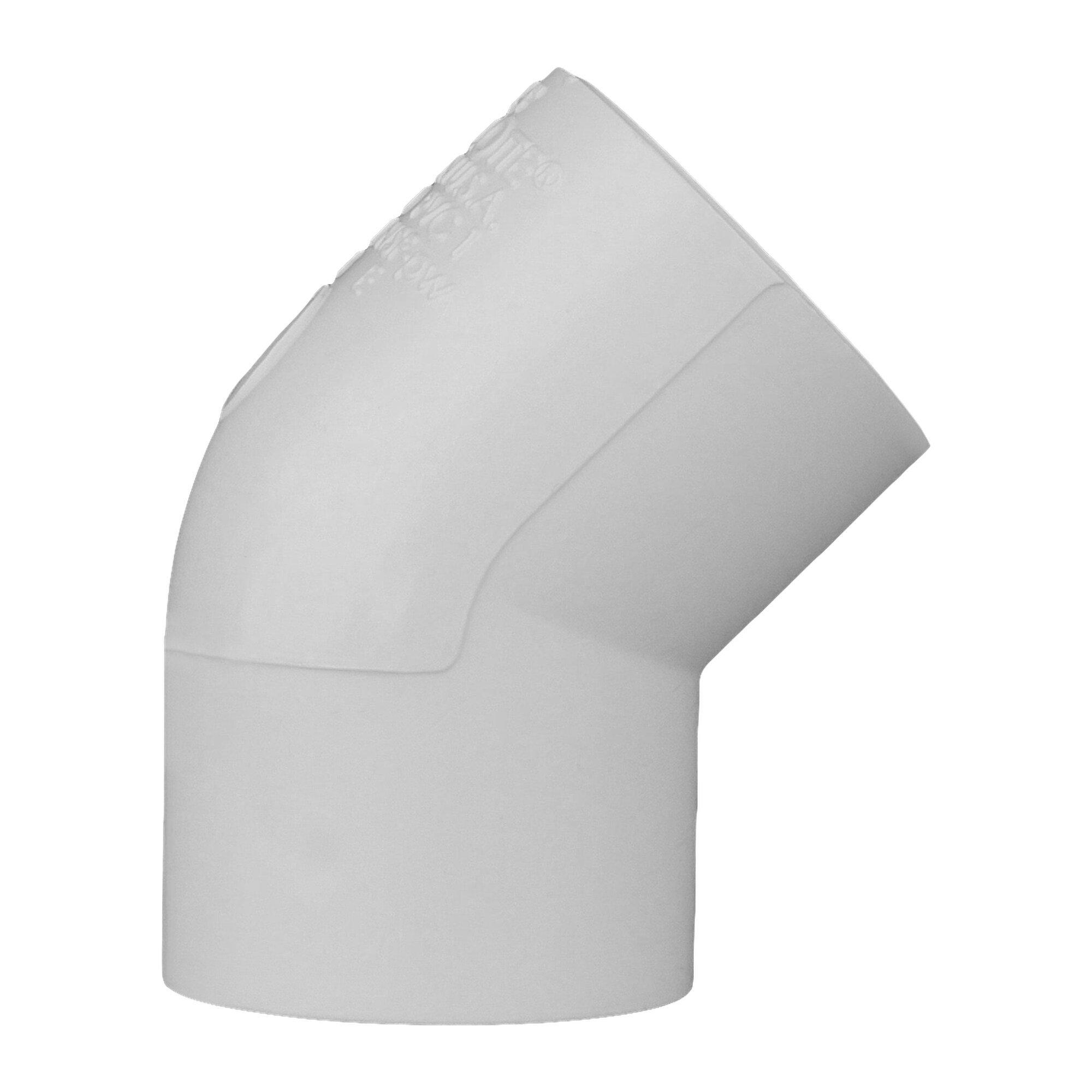 White Socket Weld 45 Degree Schedule 40 Plastic Elbow 