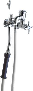 Chicago Faucets Polished Chrome Single Cross Handle Wall Mount Service Faucet 