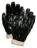 Size L Plastic Cotton Dipped and Coated Glove in Black and White