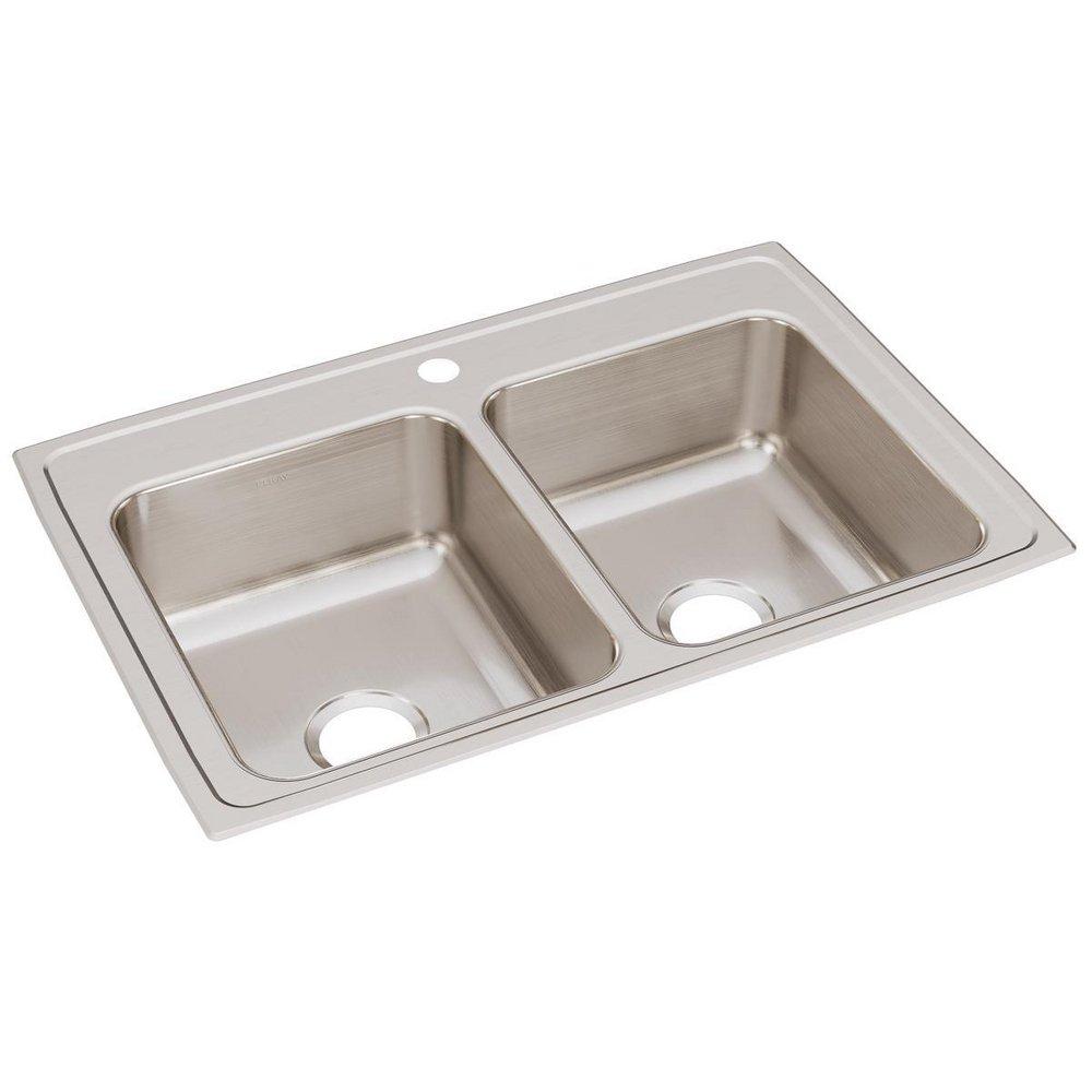 Elkay Lustrous Satin 33 x 22 in. Stainless Steel Double Bowl Drop-in Kitchen Sink in Lustrous Satin 