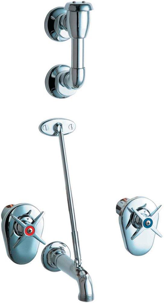 Chicago Faucets Polished Chrome Two Cross Handle Wall Mount Service Faucet 