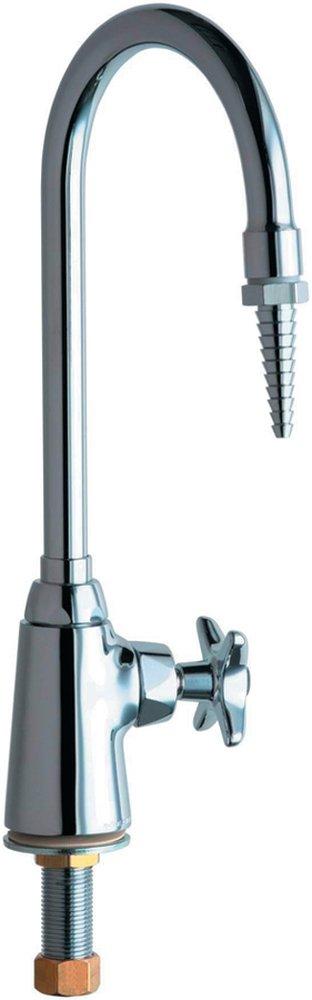 Chicago Faucets Polished Chrome Single Cross Handle Deck Mount Service Faucet 