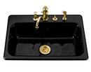 KOHLER Black Black&trade; 31 x 22 in. 4 Hole Cast Iron Single Bowl Drop-in Kitchen Sink 
