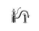 Polished Chrome 1.5 gpm Single Lever Handle Deckmount Kitchen Sink Faucet Column Spout 3/8 in. Connection Flexible Connection 