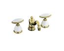 3-Hole Deckmount Widespread Lavatory Faucet with Double Knob Handle in Vibrant Polished Brass