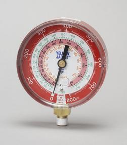 3-1/8" Class 1 &deg;F Red Pressure Gauge - R22/R404A/R410A