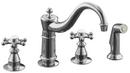1.8 gpm Double 6-Prong Handle Deckmount Kitchen Sink Faucet Column Spout 3/8 in. Flexible Connection in Polished Chrome