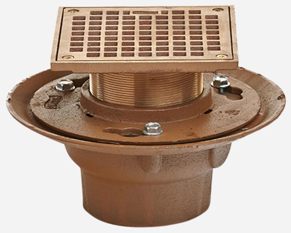 Jay R. Smith No Hub Cast Iron Nickel Bronze Floor Drain 