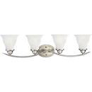 4 Light 100W Vanity Light Fixture with Etched Glass Dimmable Brushed Nickel